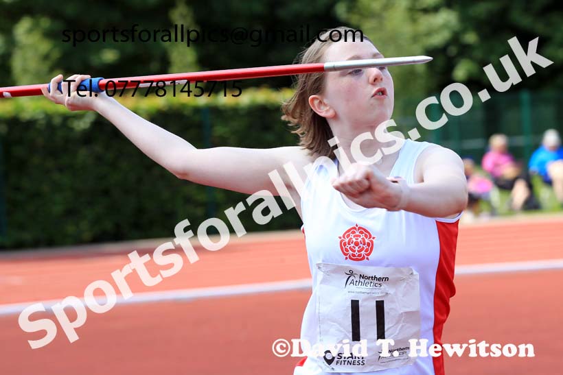 Girls Under-15s Javelin, 2022 Northern Inter Counties U17s and U15s Track and Field, York, Thursday, June 2nd. Photo: David T. Hewitson/Sports for All Pics